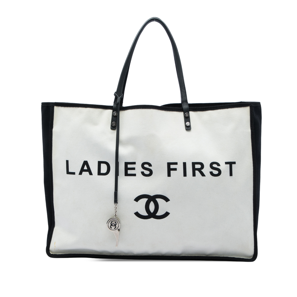 Pre-Loved Chanel Bicolor Canvas Ladies First Shopping Tote